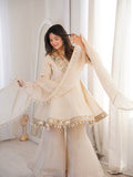 Women's Chinon Mirror Work Palazzo Set with Dupatta