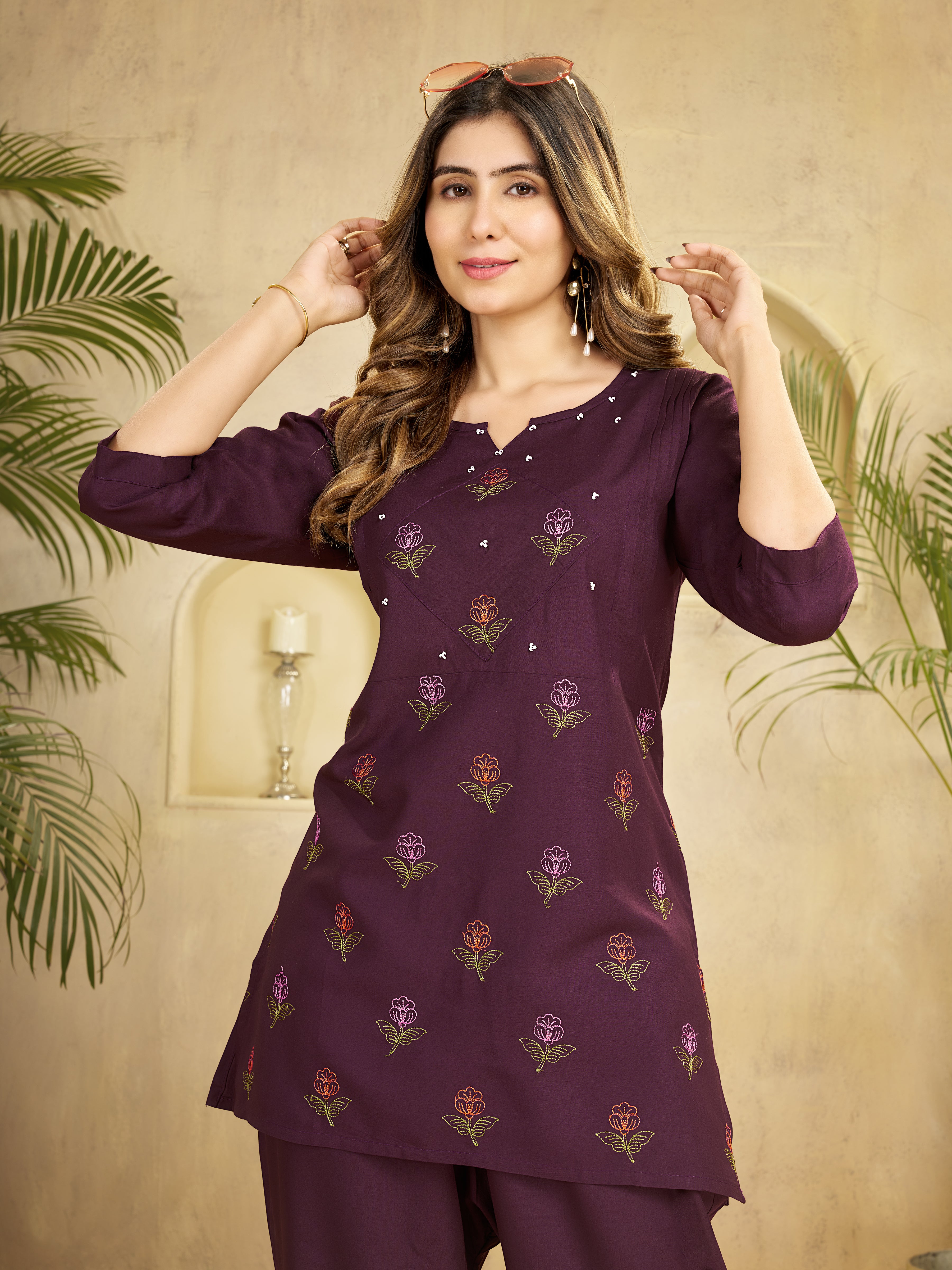 Premium Heavy Viscose Rayon Embroidered Co-Ord Set with Straight-Cut Pant