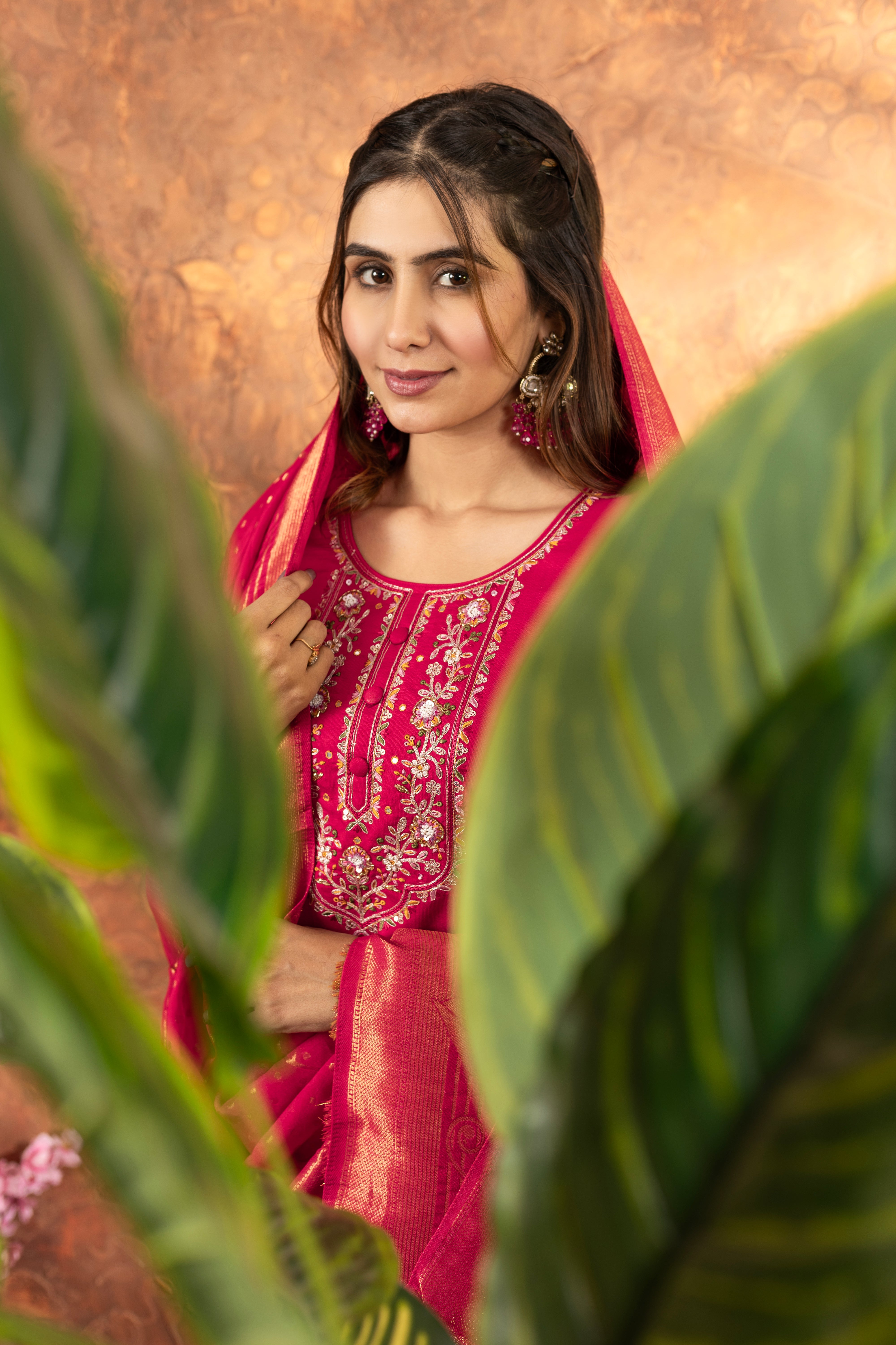 Marina Silk Straight Kurti Pant Dupatta Set with Multi Embroidery Hand Work