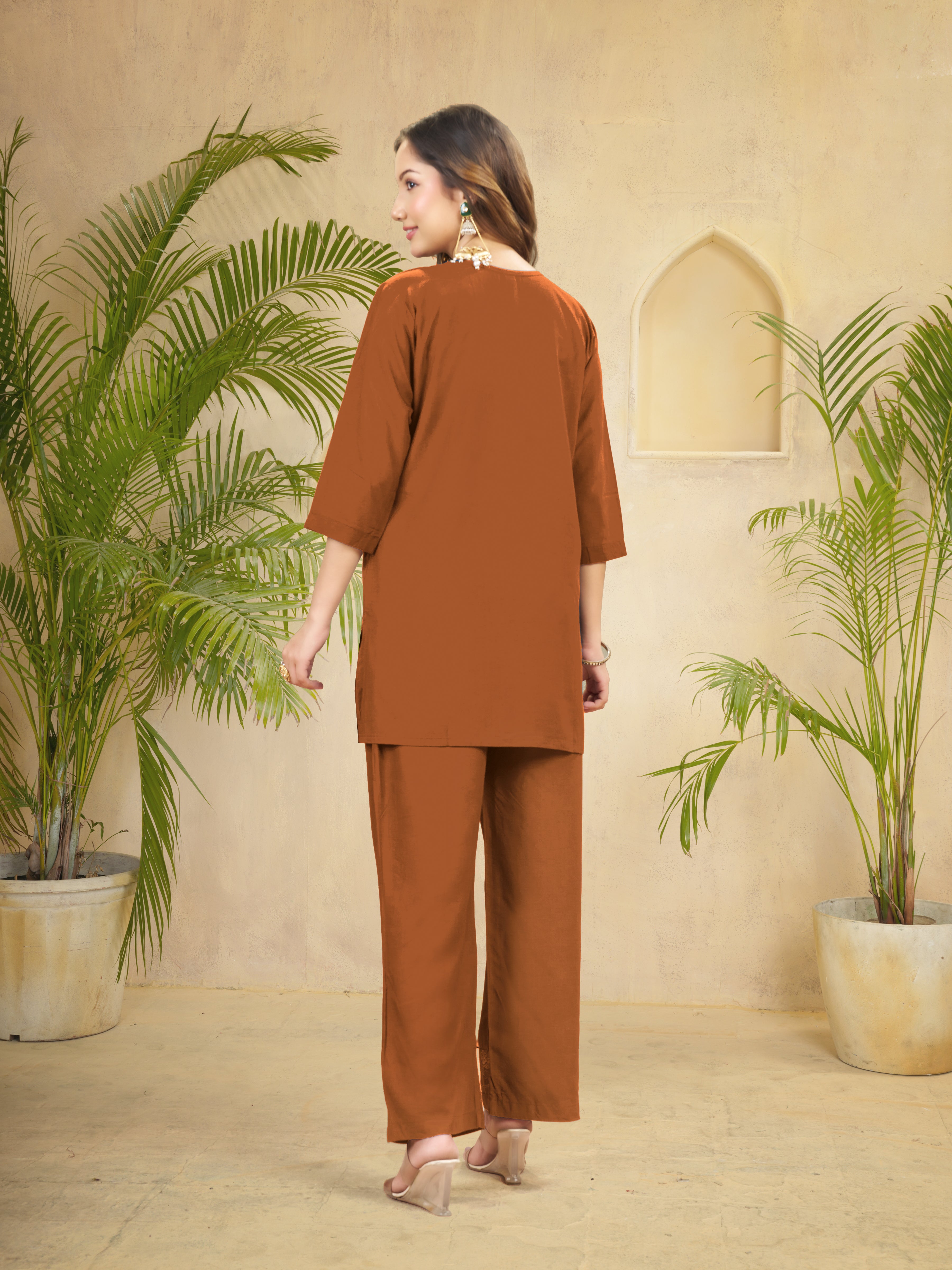 Premium Heavy Viscose Rayon Embroidered Co-Ord Set with Straight-Cut Pant