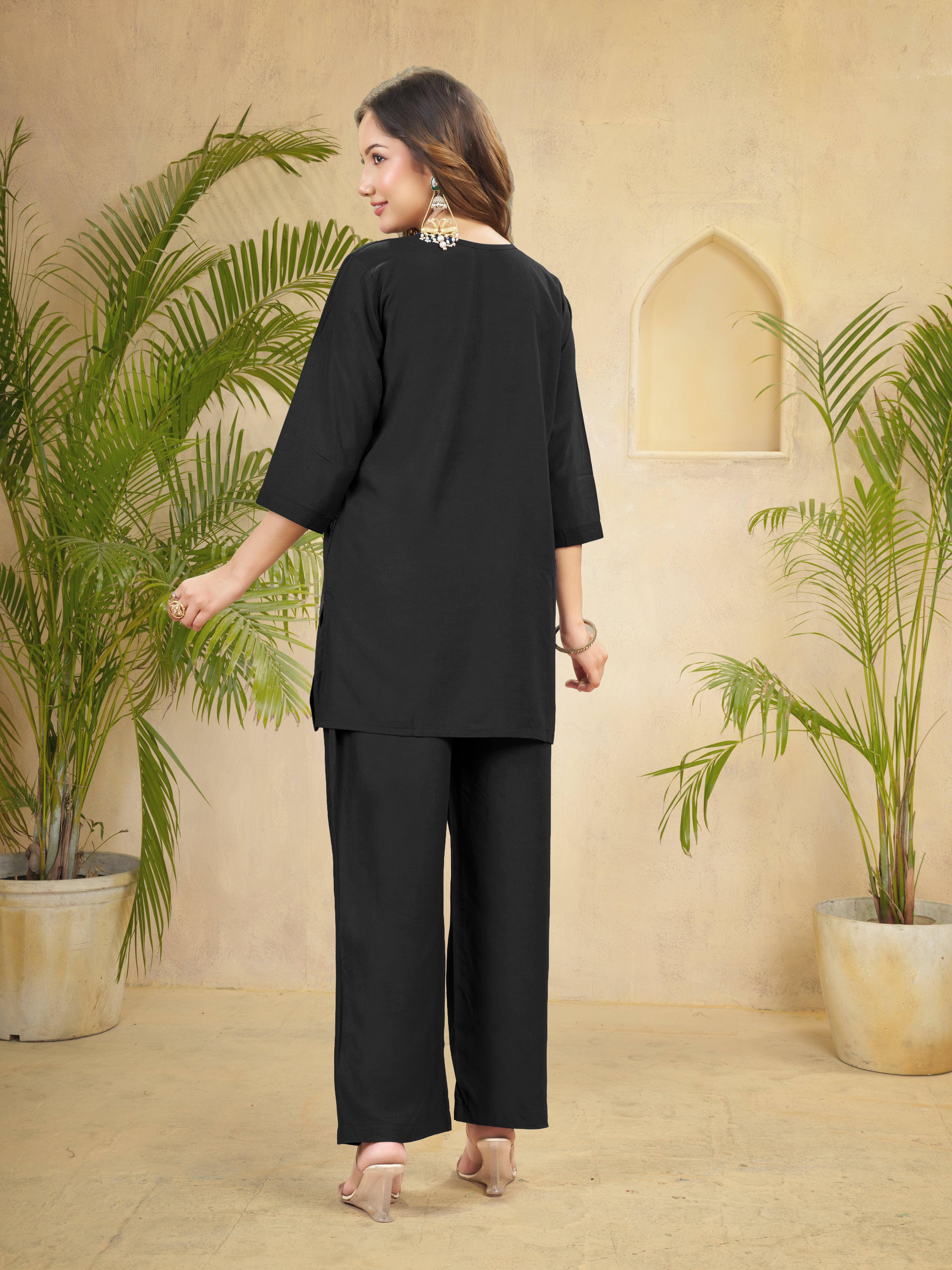 Premium Heavy Viscose Rayon Embroidered Co-Ord Set with Straight-Cut Pant