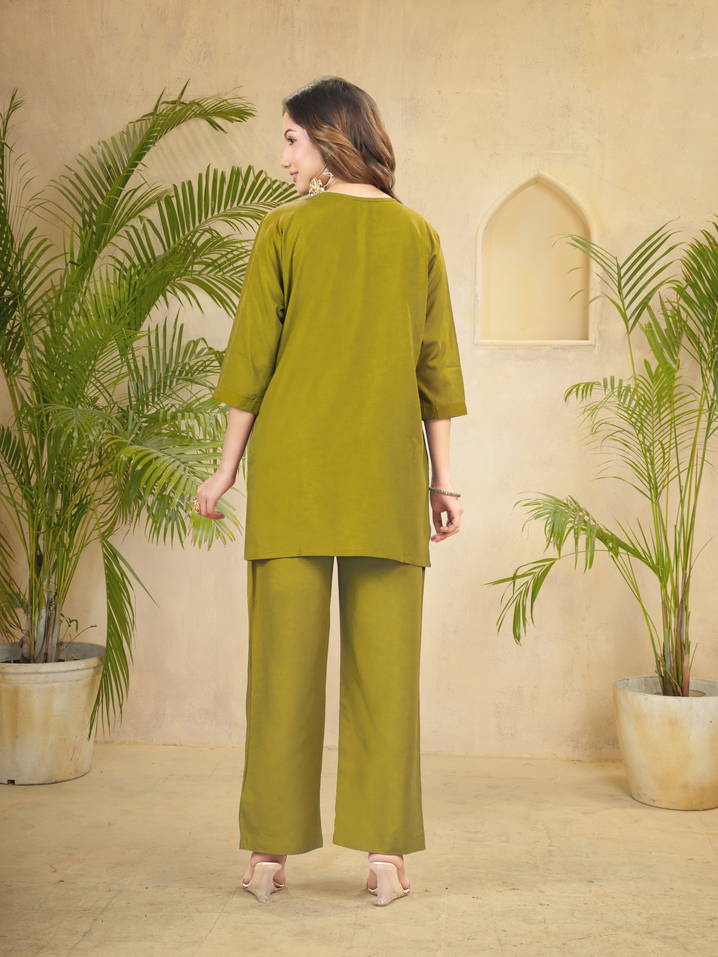Premium Heavy Viscose Rayon Embroidered Co-Ord Set with Straight-Cut Pant