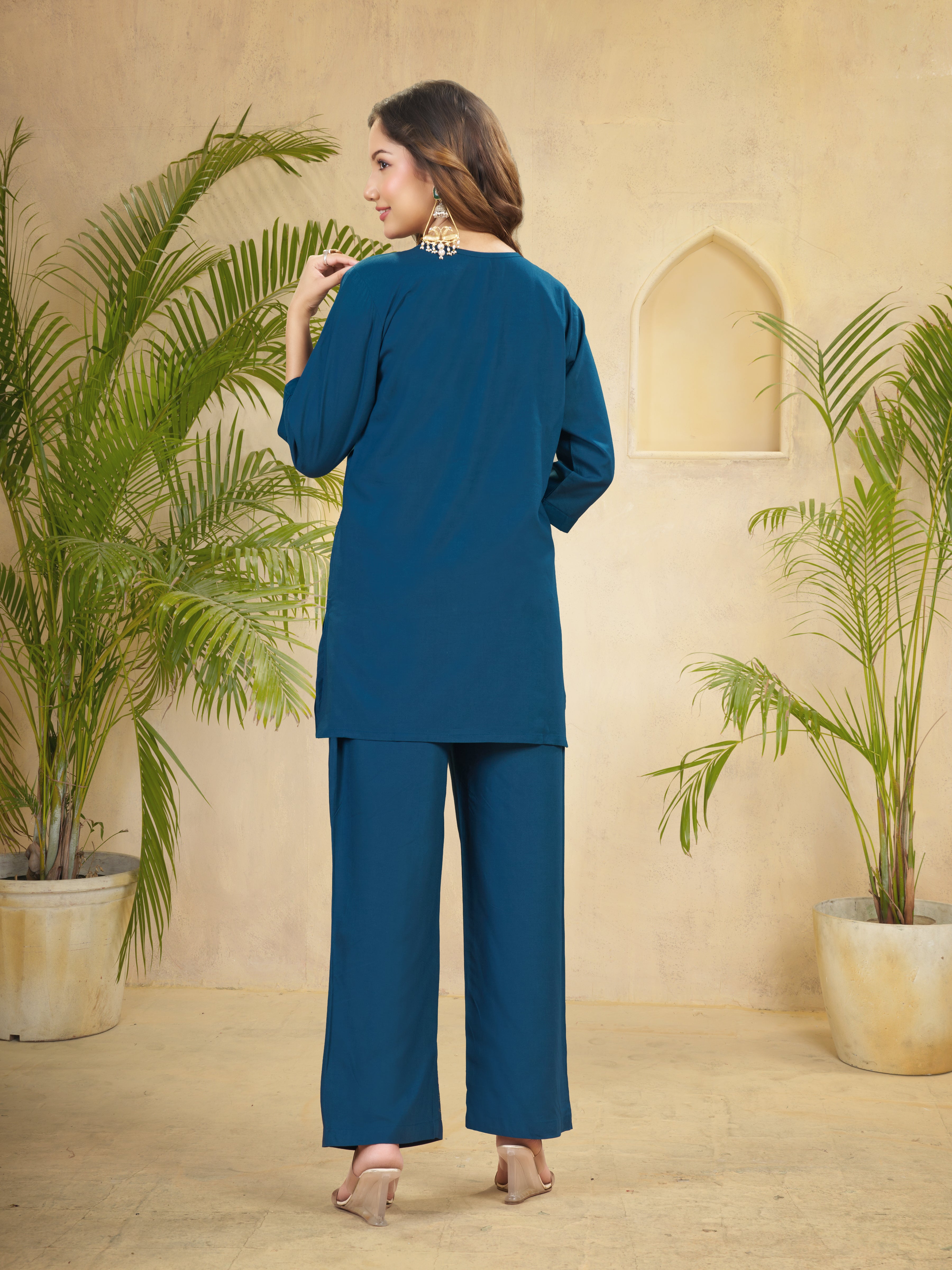Premium Heavy Viscose Rayon Embroidered Co-Ord Set with Straight-Cut Pant