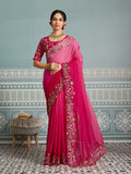 Women's Soft Star Georgette Embroidered Saree with Mono Banglory Silk Blouse