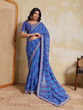 Women's Laheriya Bandhej Georgette Saree with Embroidered Blouse