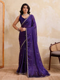 Women's Rangoli Silk Party Wear Saree with Embroidered Lace Border Blouse