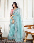 Women's Crunchy Silk Wedding Wear Saree with Embroidered Mono Banglory Silk Blouse