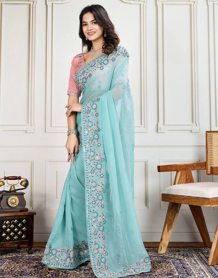 Women's Crunchy Silk Wedding Wear Saree with Embroidered Mono Banglory Silk Blouse