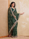 Women's Georgette Bandhej Print Saree with Cutwork Border and Blouse