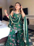 Faux Georgette Digital Print Lace Work Sharara Set for Women – Elegant Ethnic Wear