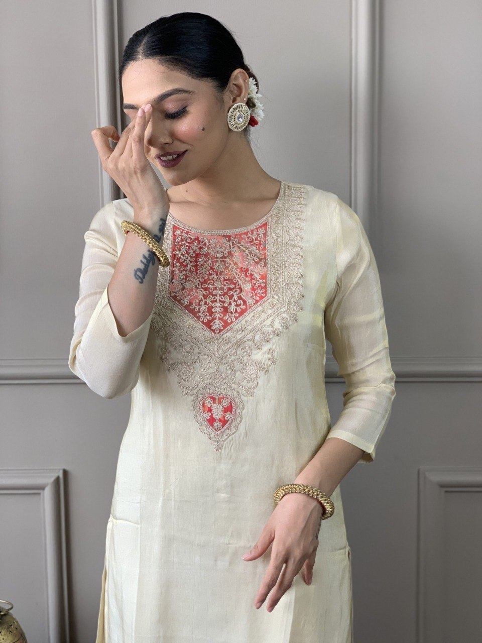 Chanderi Embroidered Kurta Pant Set with Dupatta | Ready to Wear Ethnic Wear for Women | Party Wear Embroidery Kurta Set