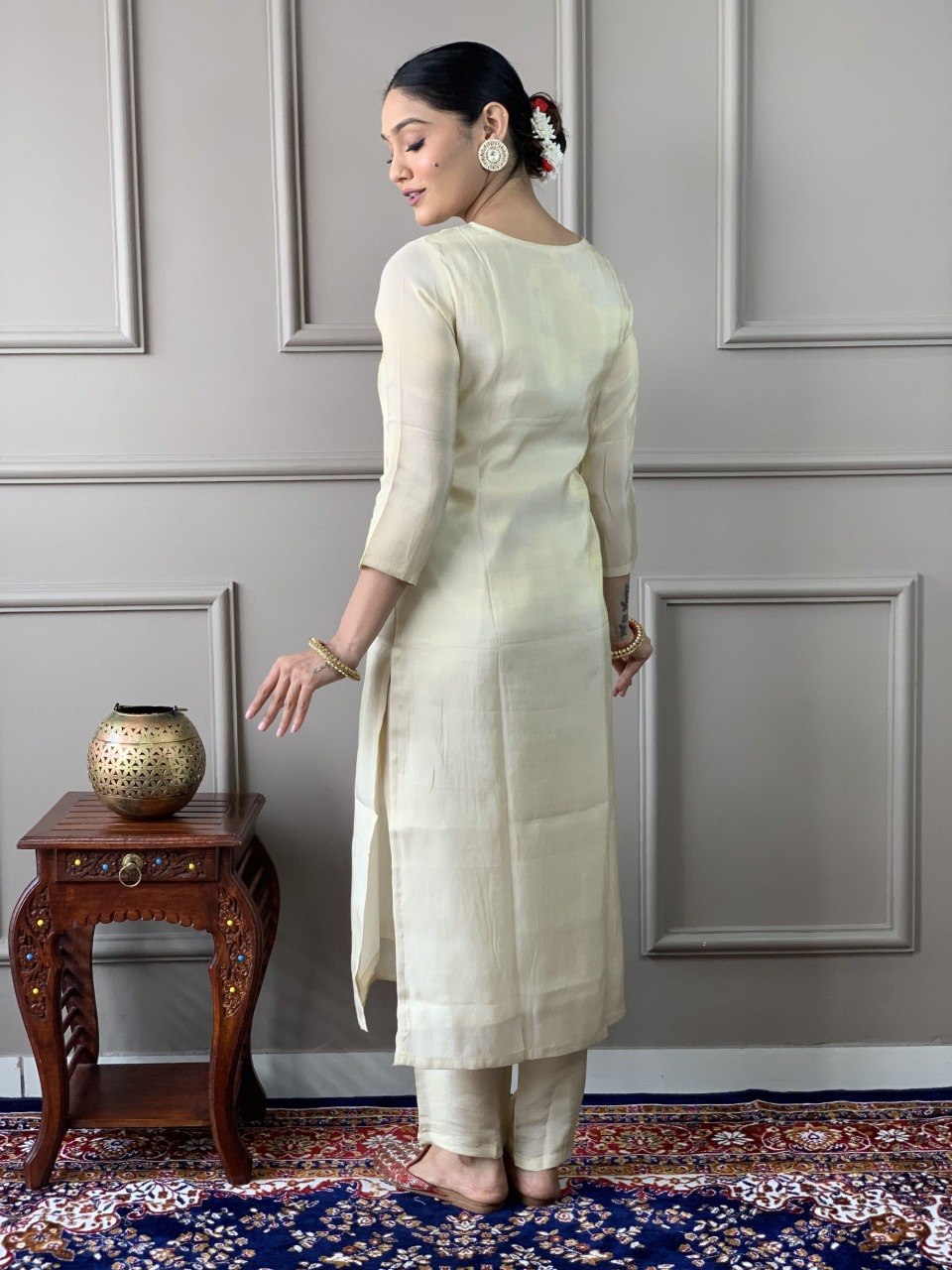 Chanderi Embroidered Kurta Pant Set with Dupatta | Ready to Wear Ethnic Wear for Women | Party Wear Embroidery Kurta Set