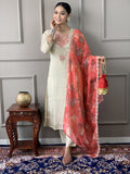 Chanderi Embroidered Kurta Pant Set with Dupatta | Ready to Wear Ethnic Wear for Women | Party Wear Embroidery Kurta Set