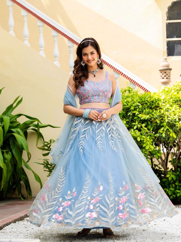 Women's Fandy Embroidered Sharara Suit Set with Mirror Work Dupatta
