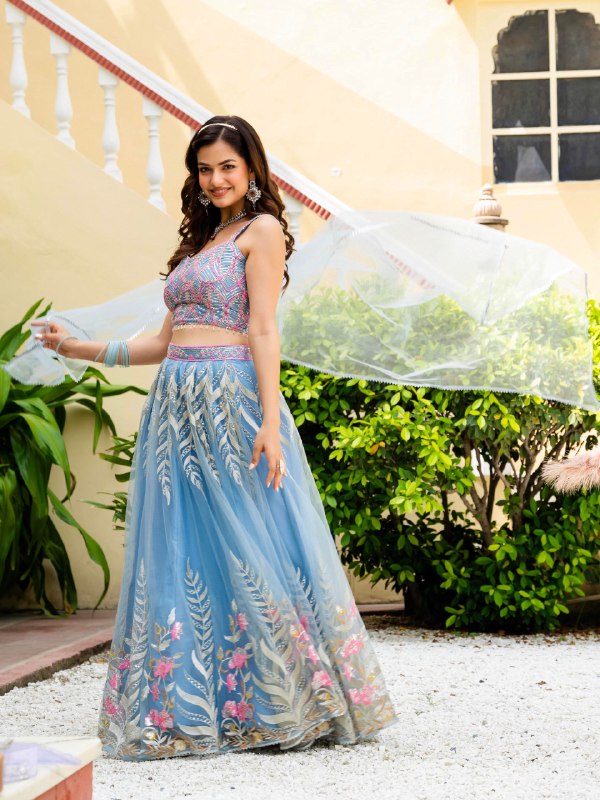 Women's Fandy Embroidered Sharara Suit Set with Mirror Work Dupatta