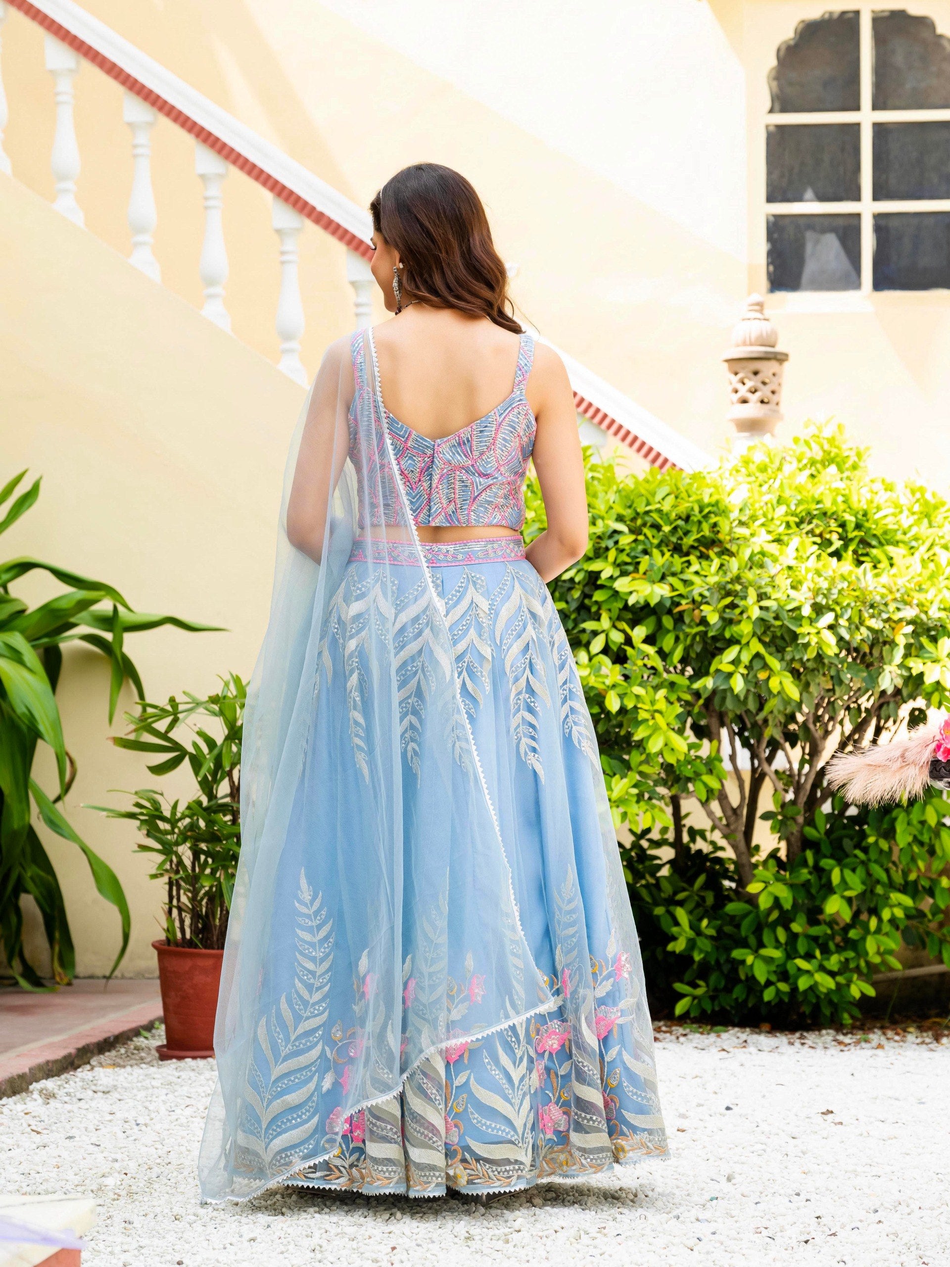 Women's Fandy Embroidered Sharara Suit Set with Mirror Work Dupatta