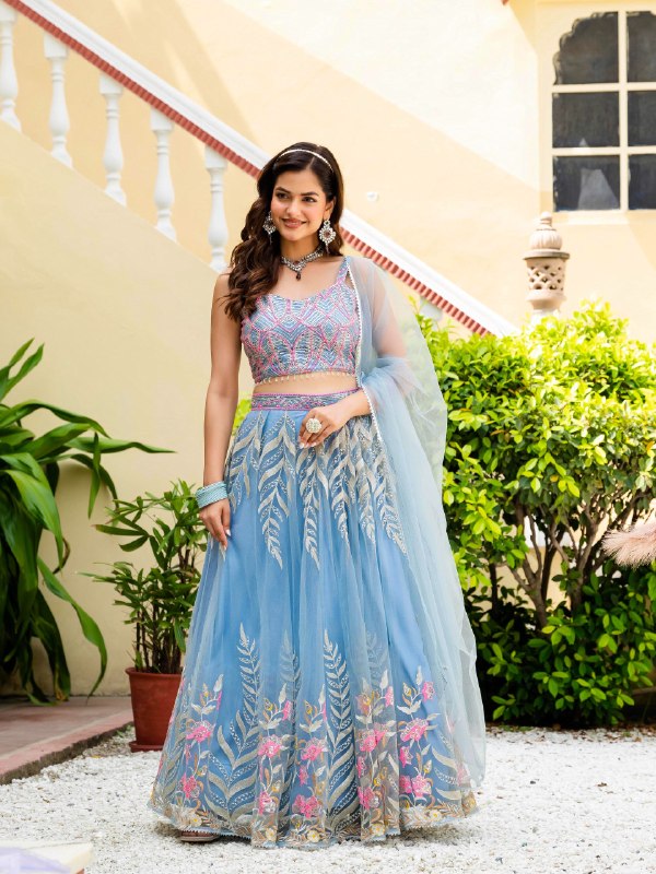 Women's Fandy Embroidered Sharara Suit Set with Mirror Work Dupatta