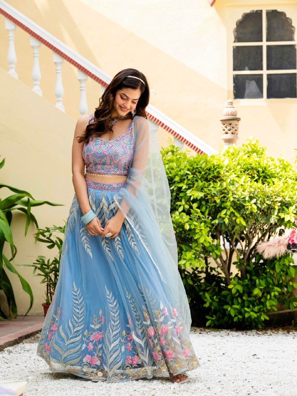 Women's Fandy Embroidered Sharara Suit Set with Mirror Work Dupatta