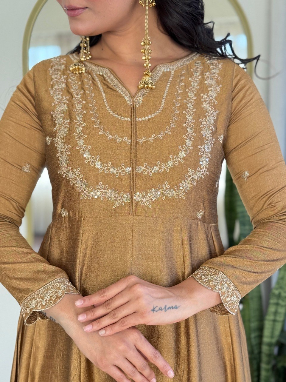 Women's Vichitra Silk Embroidered Kurta Pant Set with Dupatta – Fully Stitched Party Wear Ethnic Suit