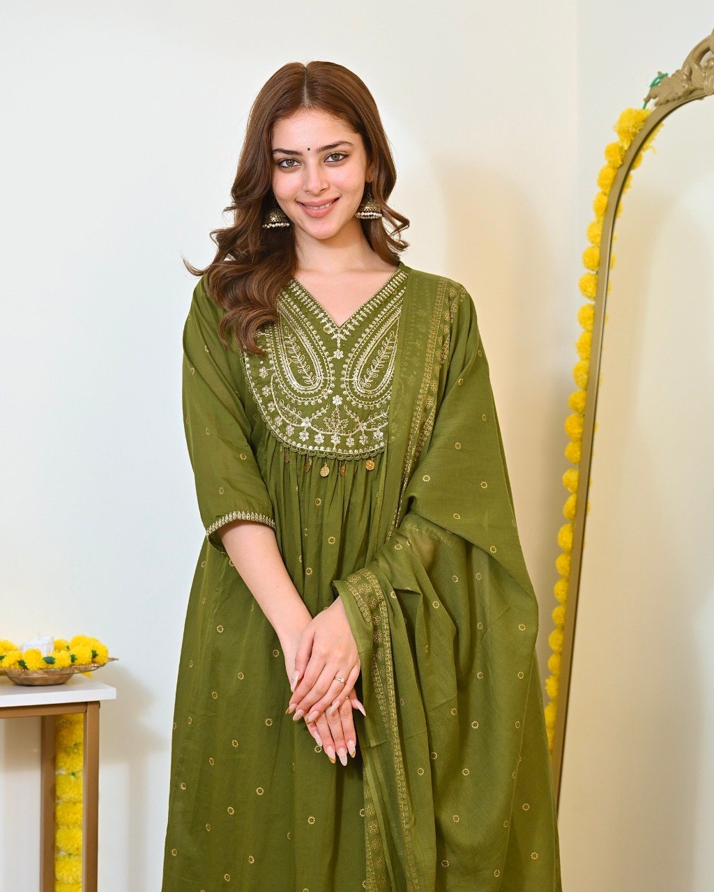 Women's Mul Chanderi Embroidered Kurta Pant Set with Printed Dupatta Party Wear Ethnic Suit