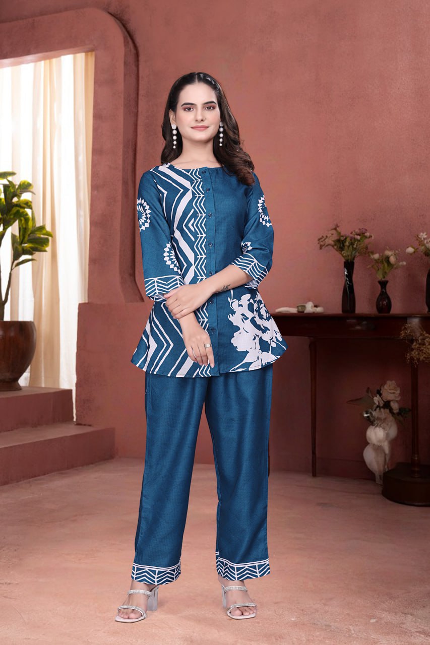 Digital Printed Magic Slub Co-Ord Set for Women