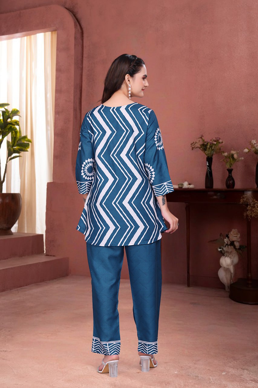 Digital Printed Magic Slub Co-Ord Set for Women