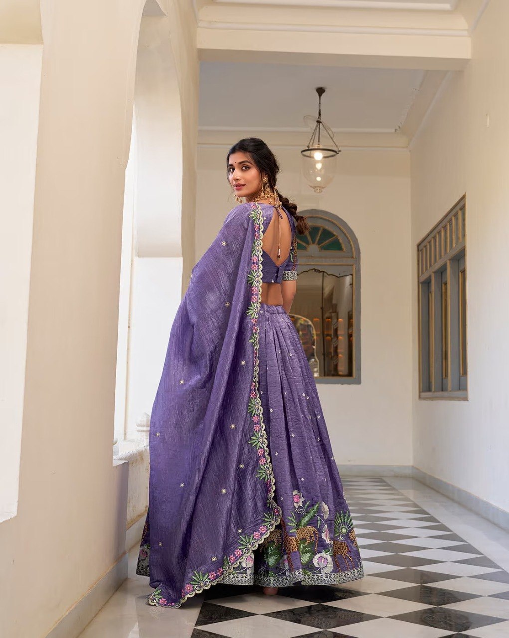 Women's Currency Fabric Embroidered Designer Lehenga Choli Set with Dupatta Semi Stitched Ethnic Wear