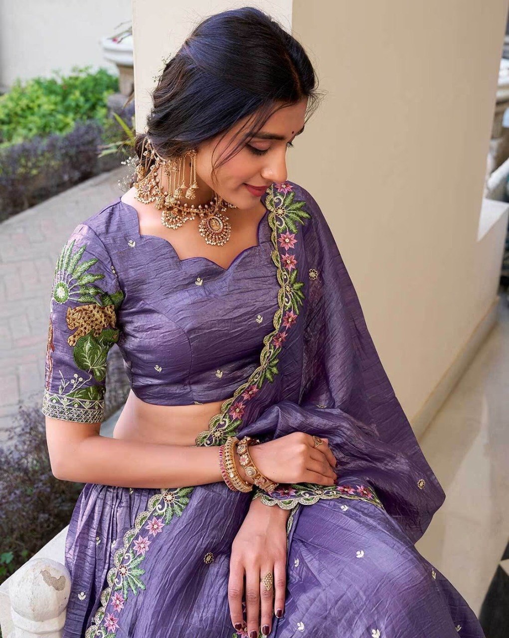 Women's Currency Fabric Embroidered Designer Lehenga Choli Set with Dupatta Semi Stitched Ethnic Wear