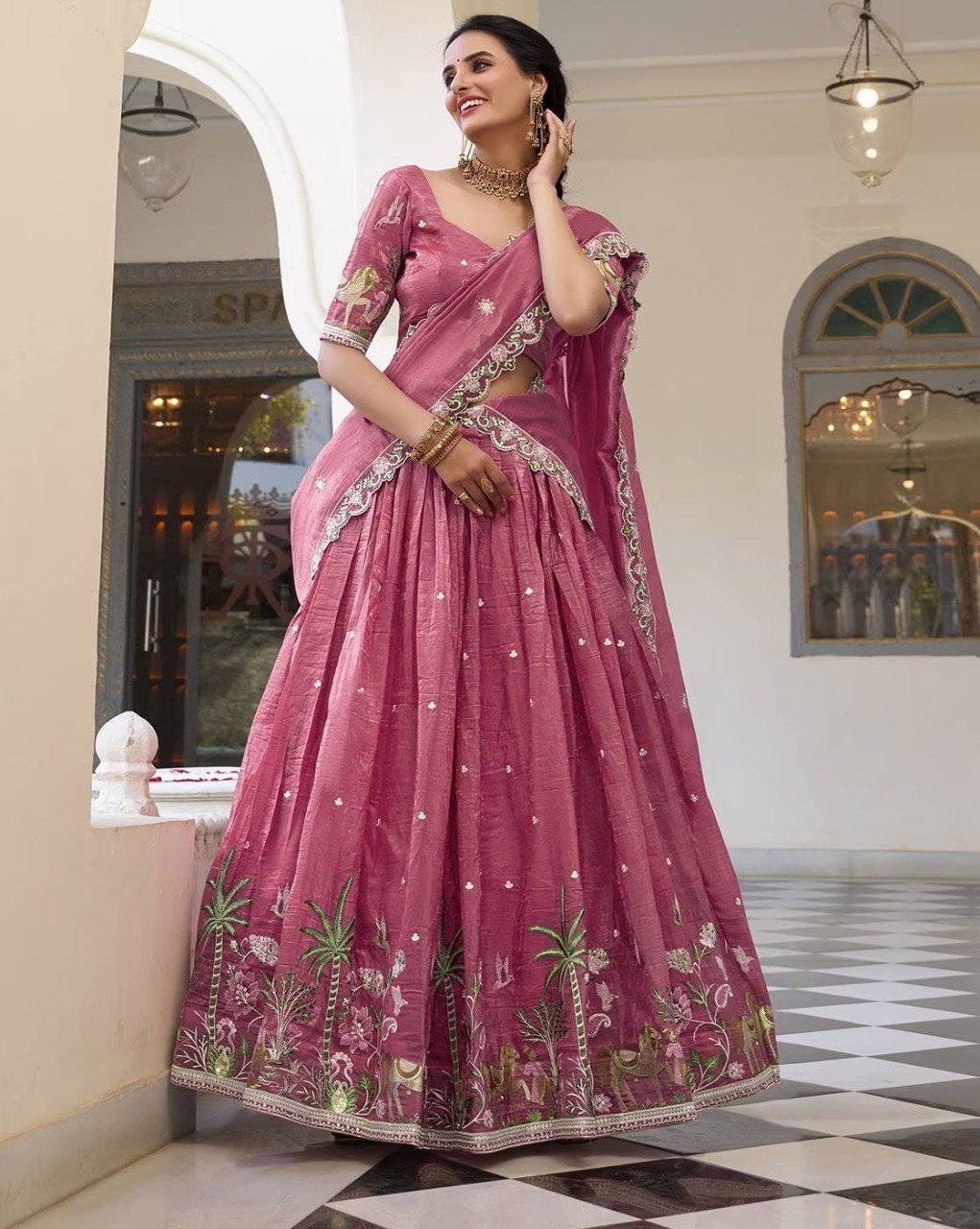 Women's Currency Fabric Embroidered Semi-Stitched Lehenga Choli with Dupatta