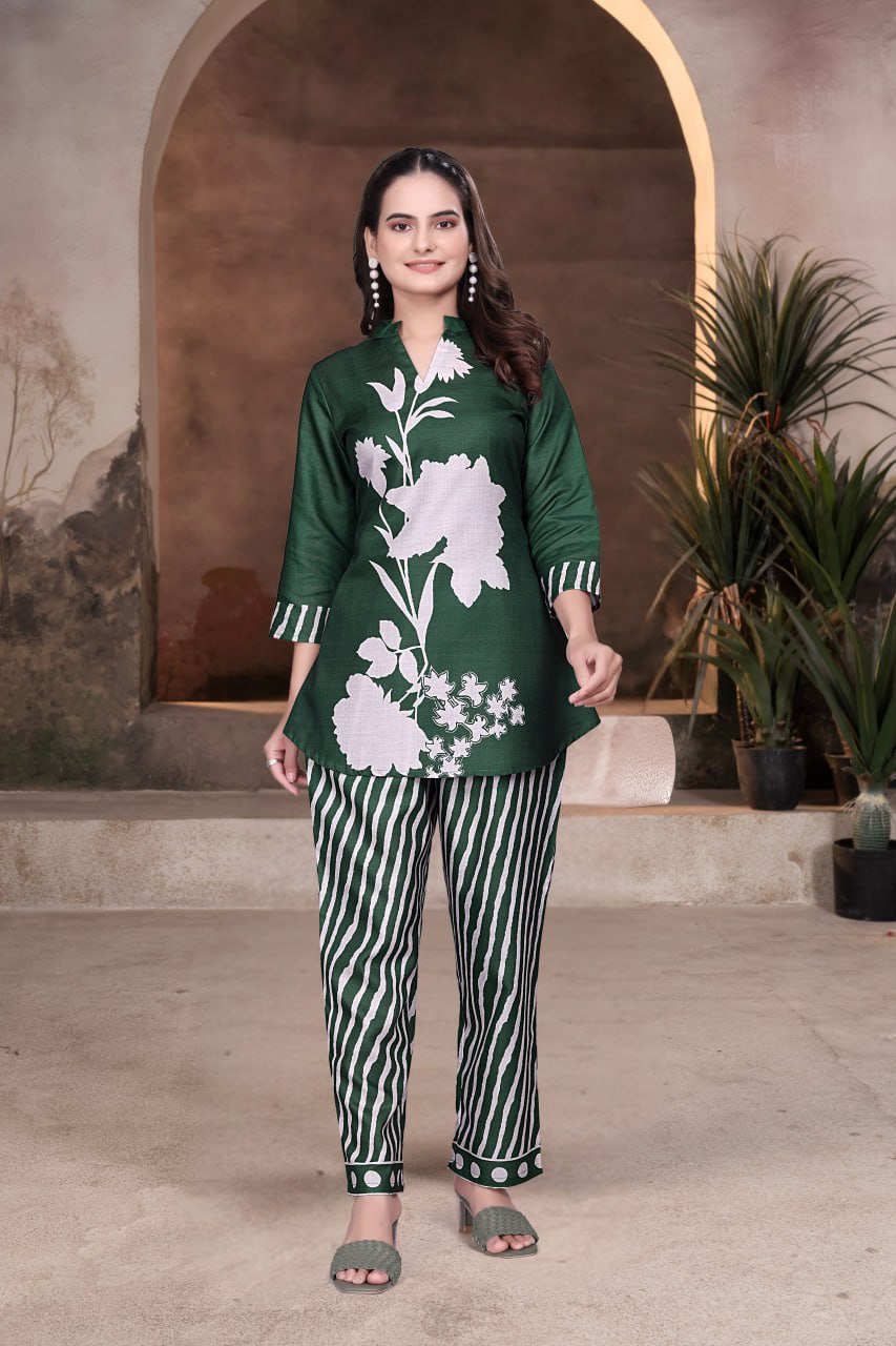 Digital Printed Magic Slub Co-Ord Set for Women