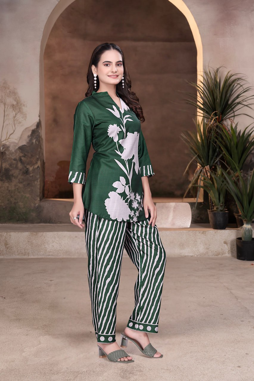 Digital Printed Magic Slub Co-Ord Set for Women