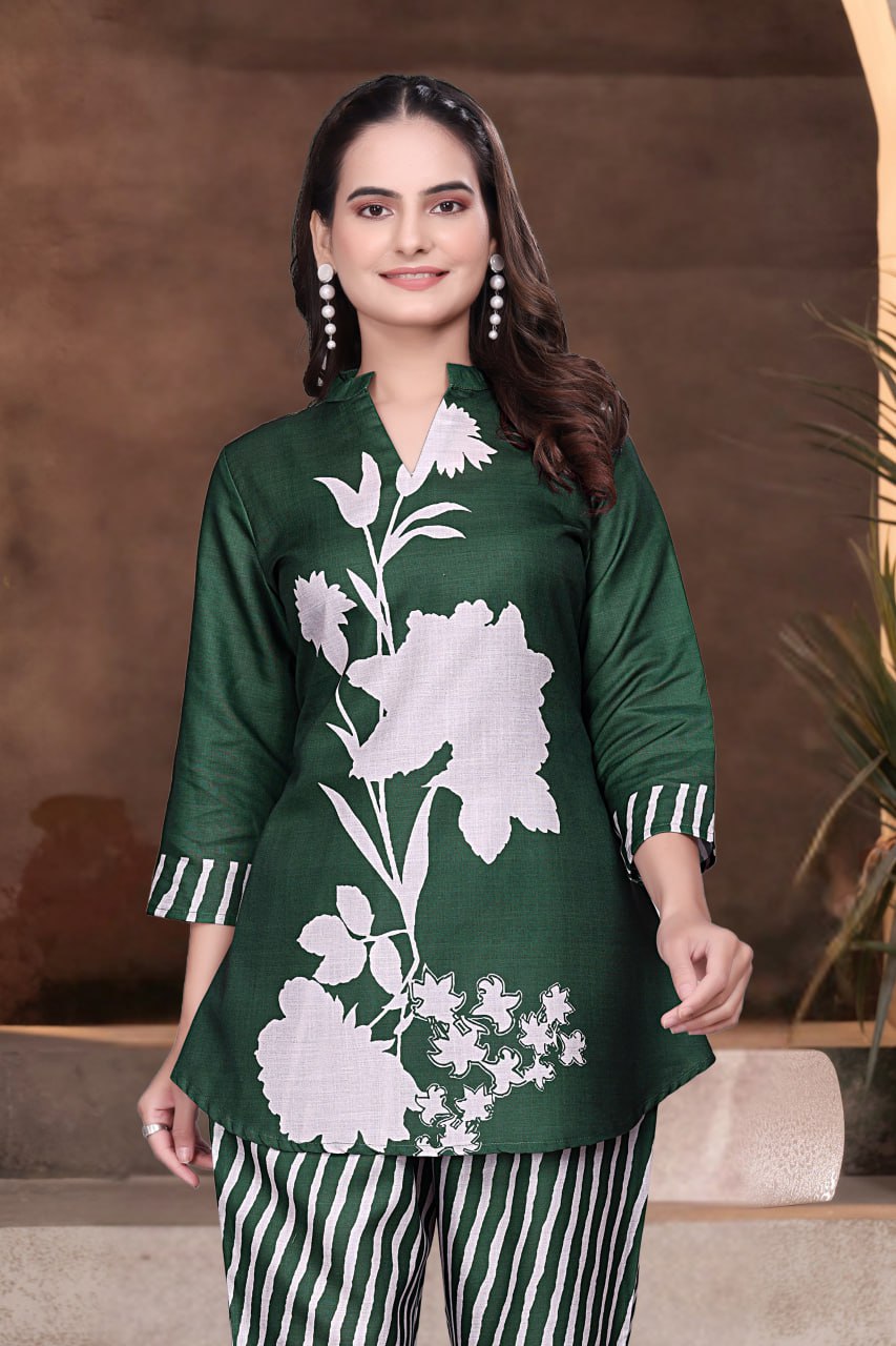 Digital Printed Magic Slub Co-Ord Set for Women