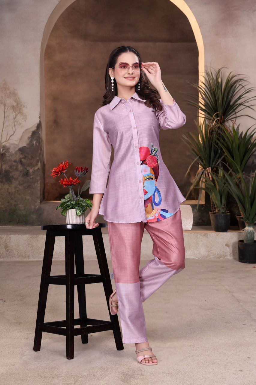igital Printed Vertican Fabric Co-Ord Set for Women