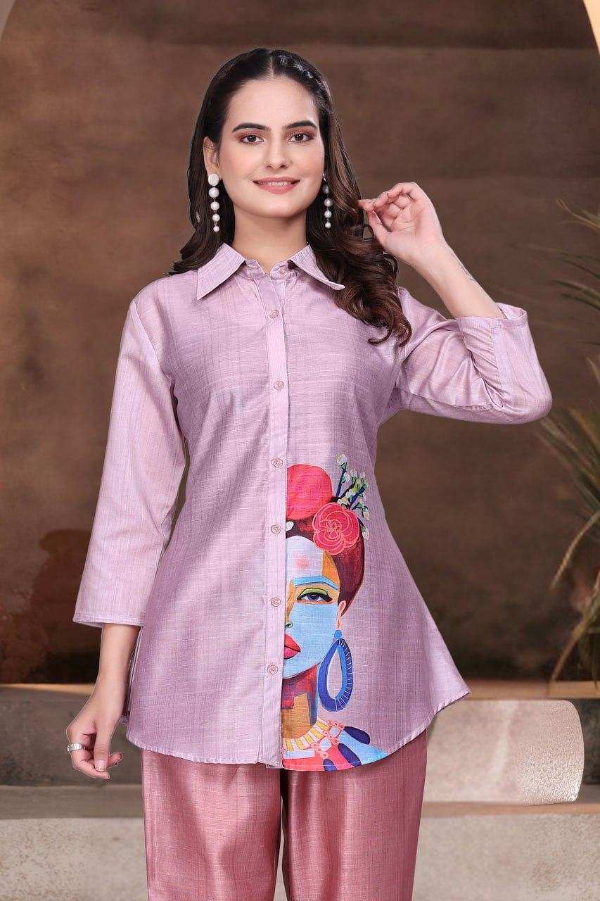 igital Printed Vertican Fabric Co-Ord Set for Women