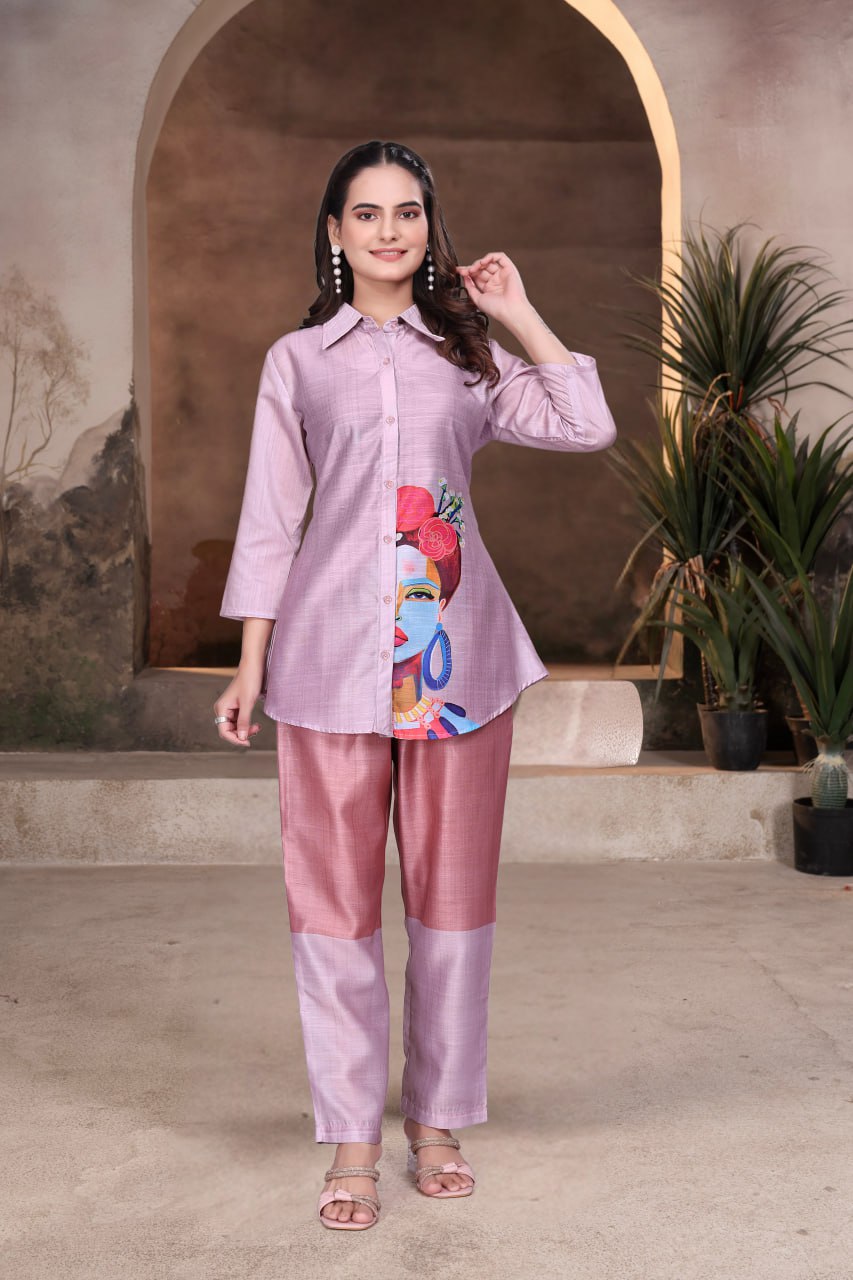 igital Printed Vertican Fabric Co-Ord Set for Women