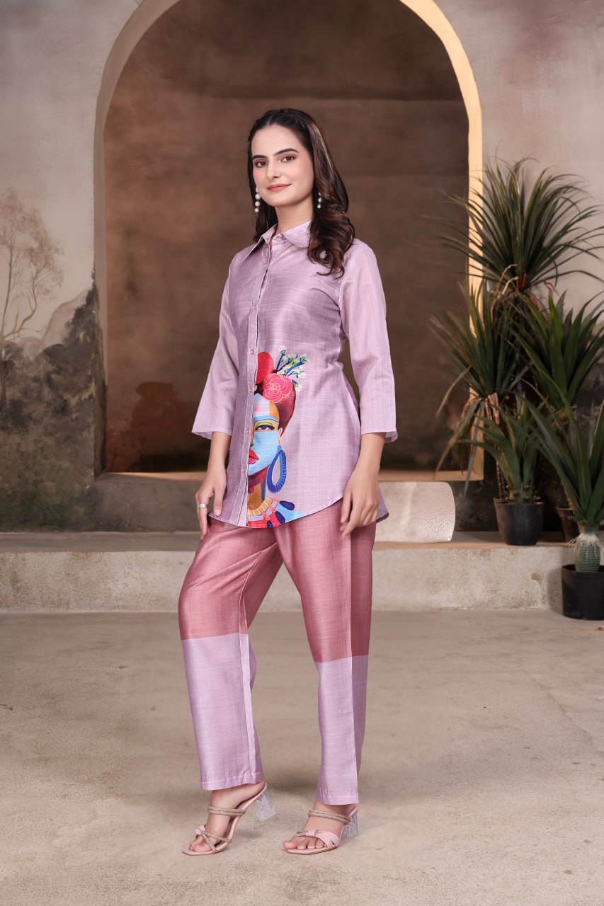 igital Printed Vertican Fabric Co-Ord Set for Women