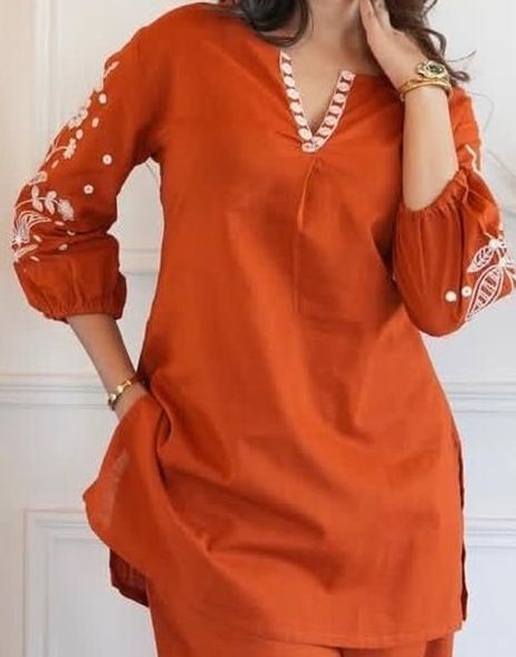 Women's Embroidered Viscose Rayon Co-Ord Set with Magic Slub Bottom