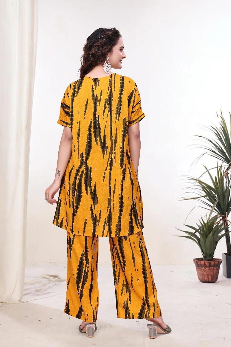Paisley Printed Delta Fabric Co-Ord Set with V Neck