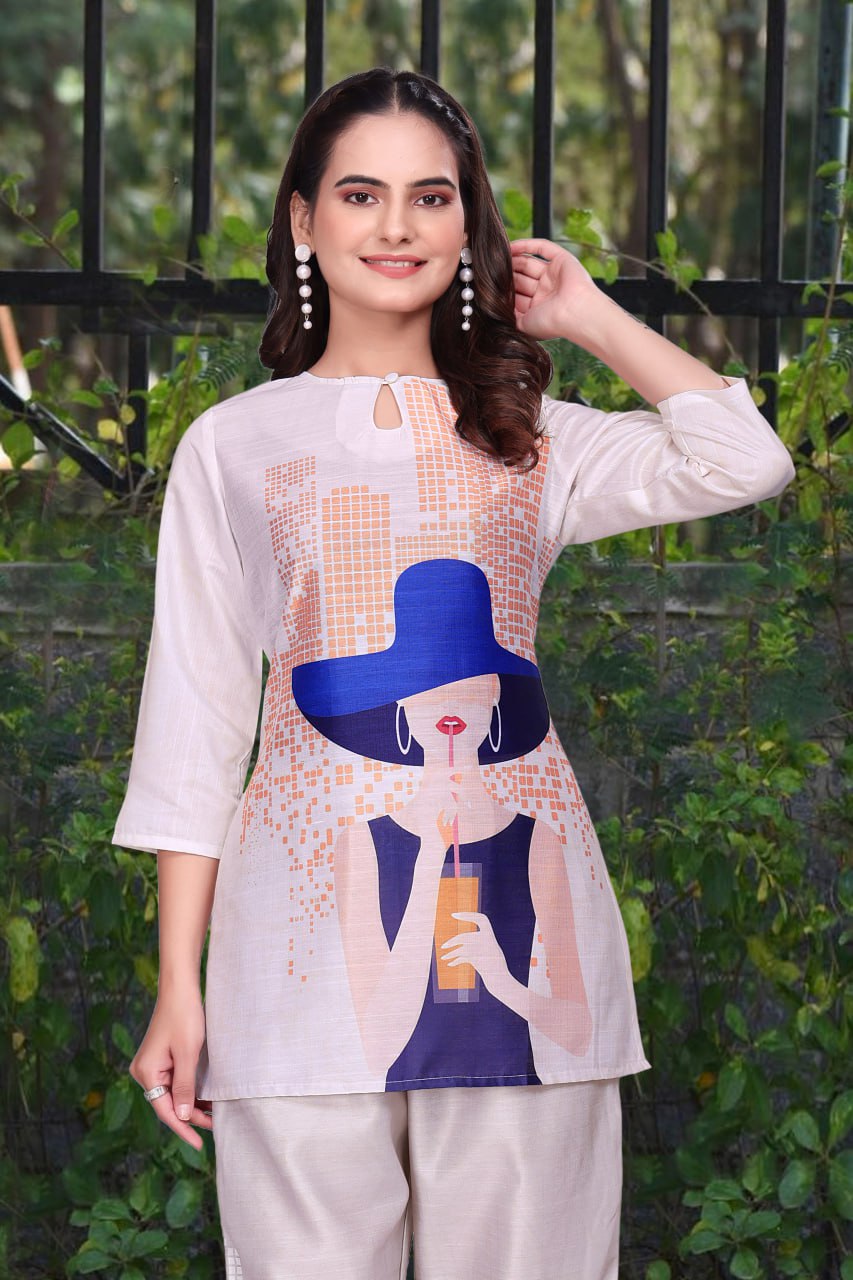Digital Printed Vertican Fabric Co-Ord Set for Women