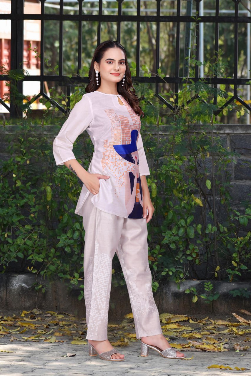 Digital Printed Vertican Fabric Co-Ord Set for Women