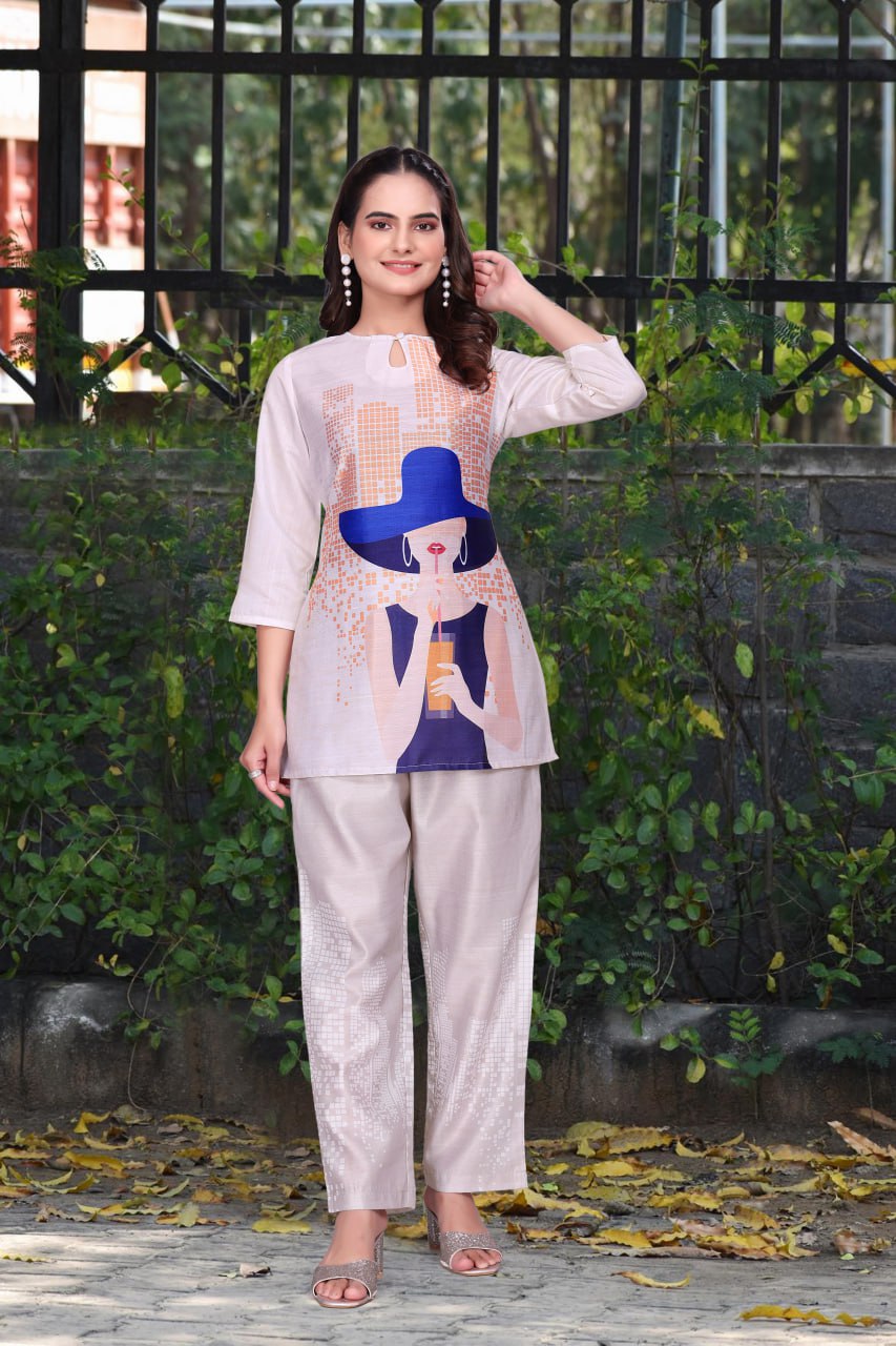 Digital Printed Vertican Fabric Co-Ord Set for Women