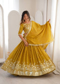 Women's Shimmer Silk Embroidered Lehenga Choli Set with Dupatta