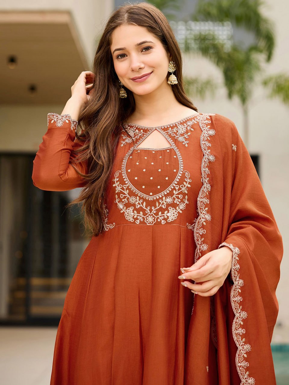 Vichitra Fabric Straight Kurta Pant Dupatta Set