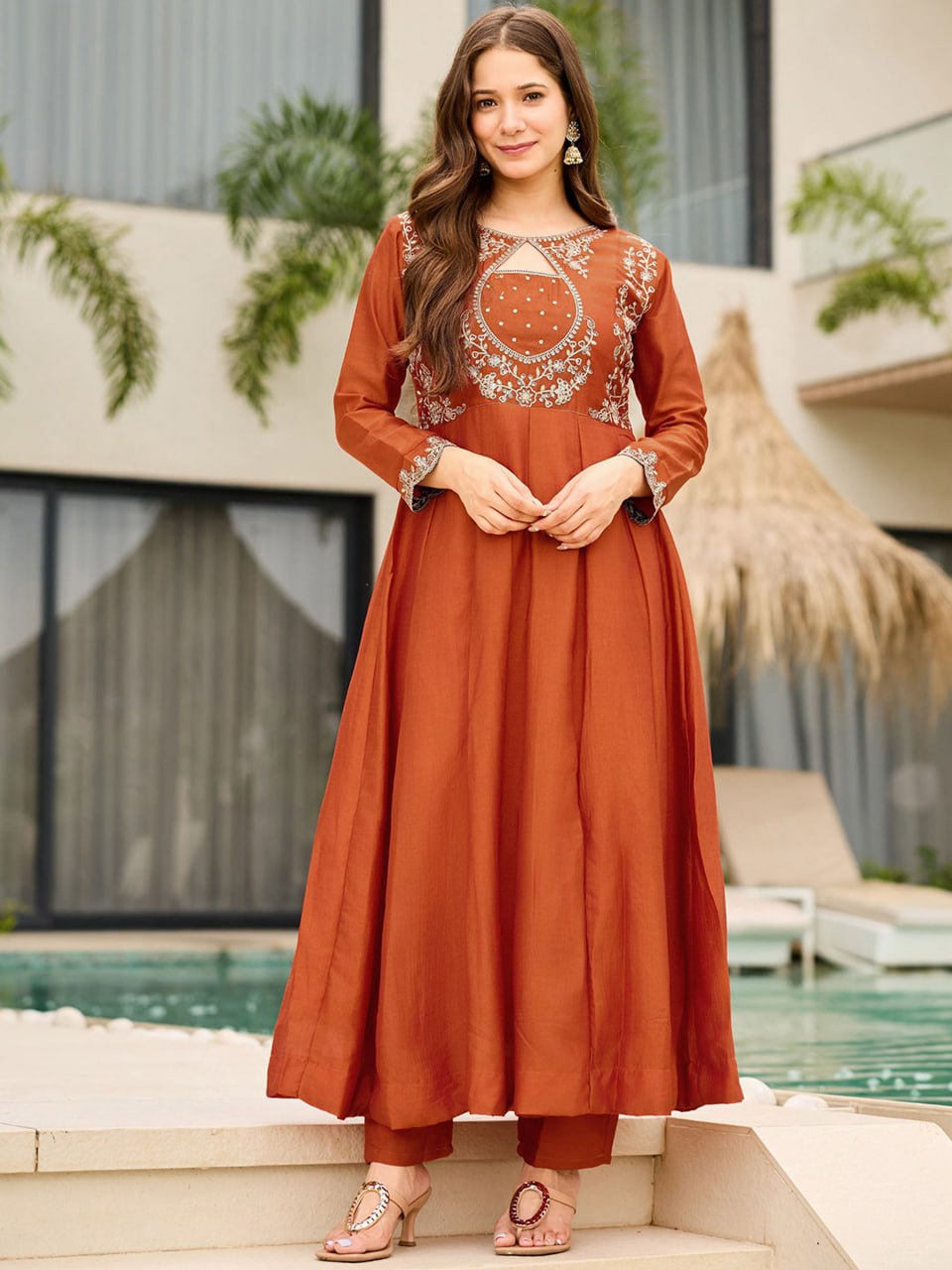 Vichitra Fabric Straight Kurta Pant Dupatta Set