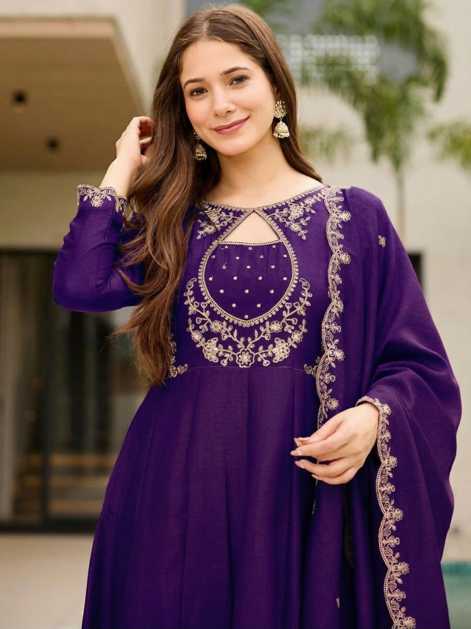 Vichitra Fabric Straight Kurta Pant Dupatta Set