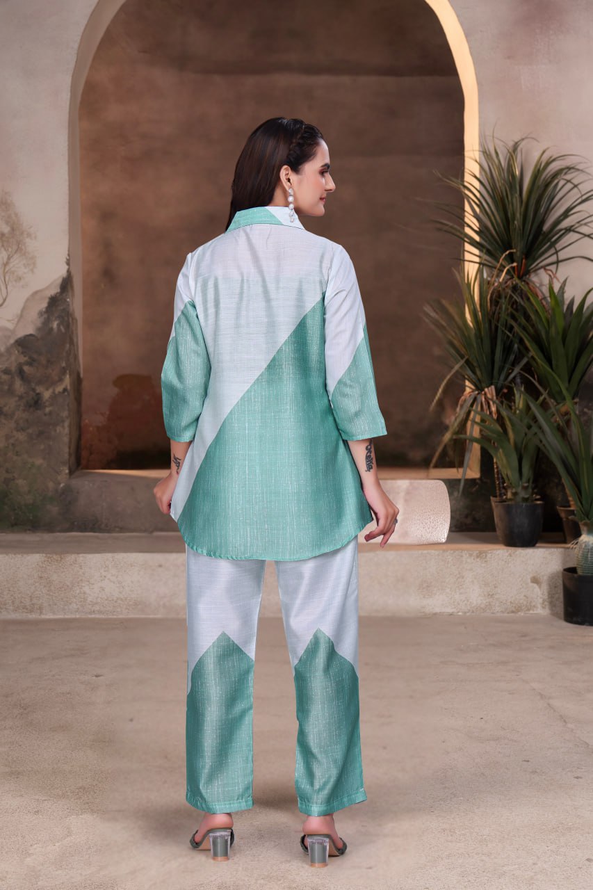Digital Printed Vertican Fabric Co-Ord Set for Women