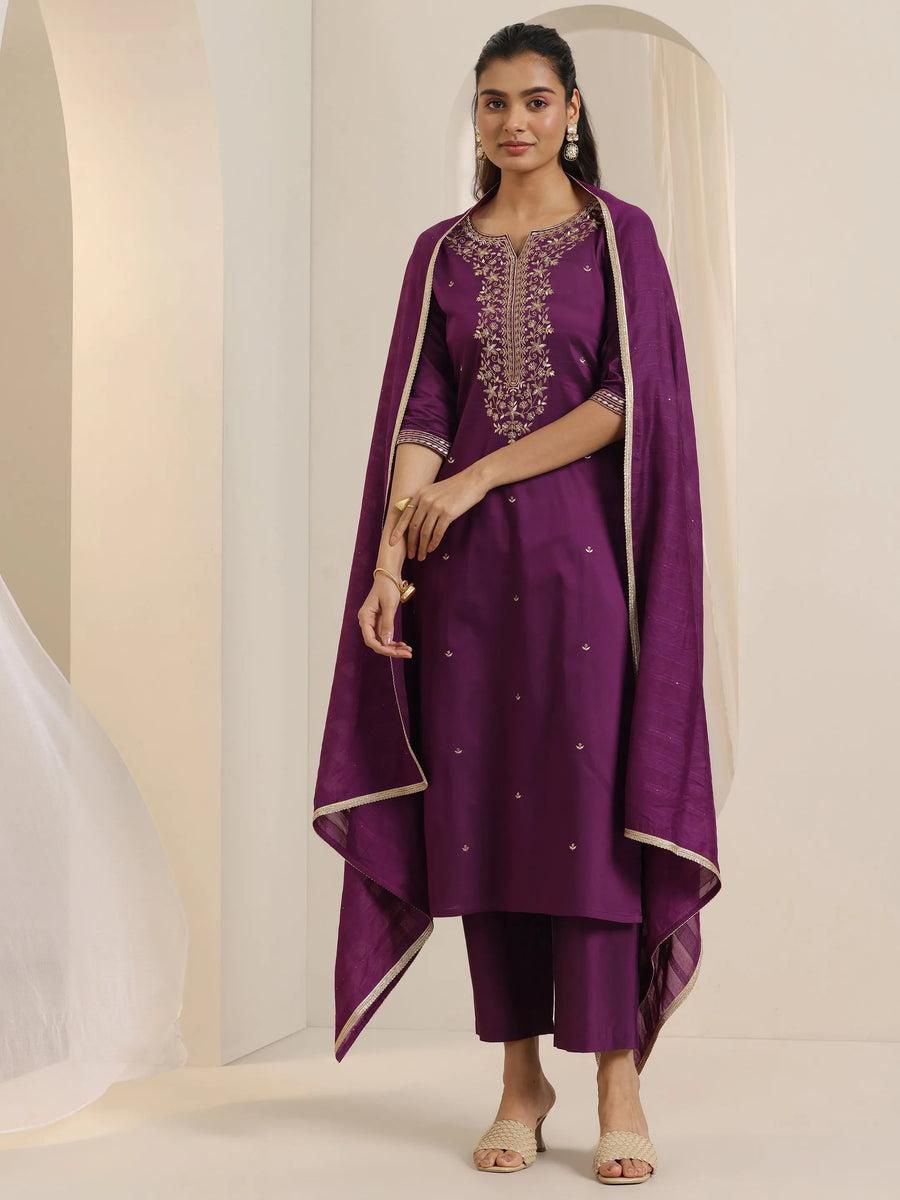 Premium Roman Silk Embroidered Kurta Pant Set with Chanderi Silk Dupatta