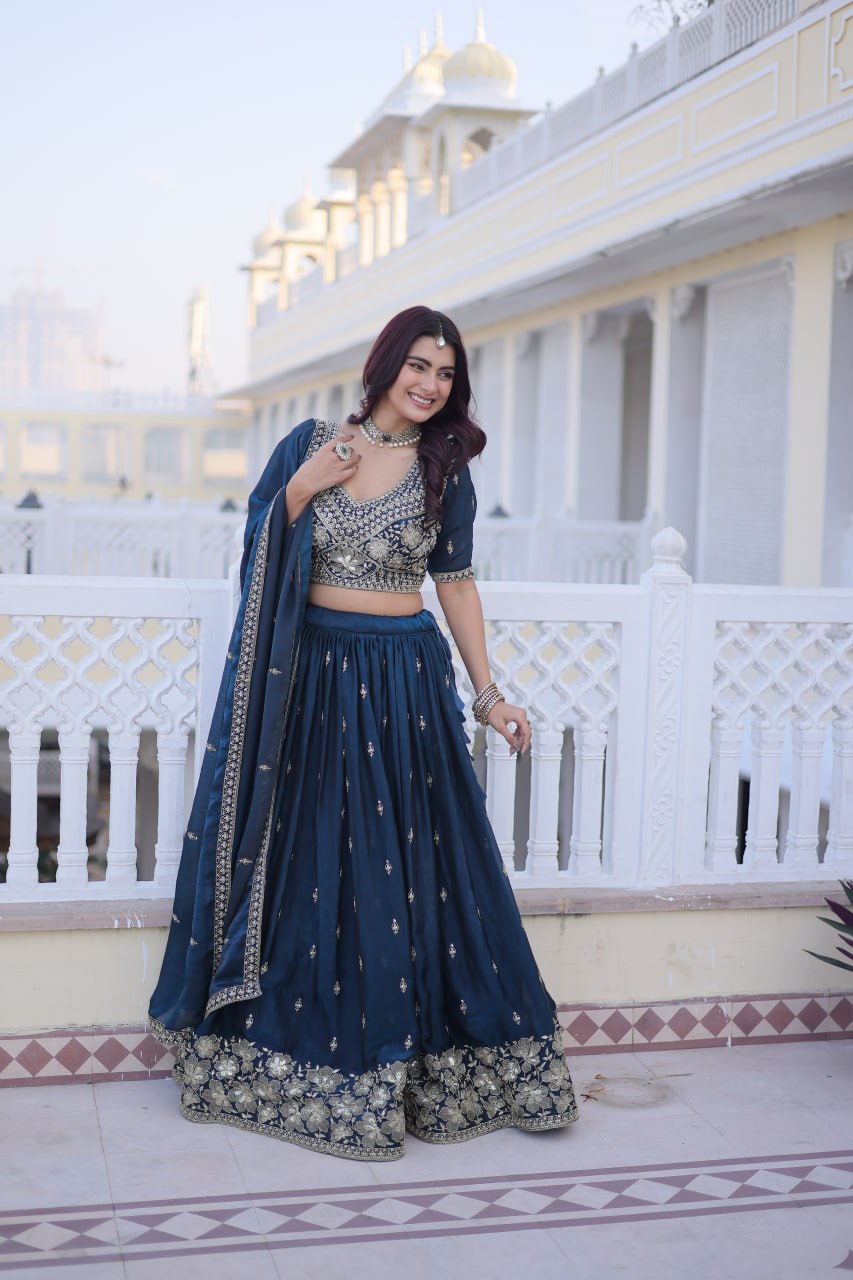 Premium Fendy Silk Pipe Beads & Zari Embroidered Ready-Made Lehenga Choli Set