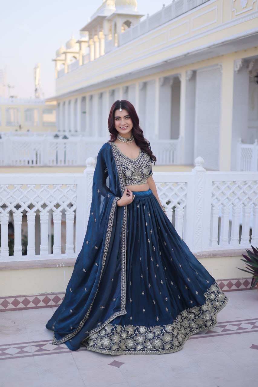 Premium Fendy Silk Pipe Beads & Zari Embroidered Ready-Made Lehenga Choli Set