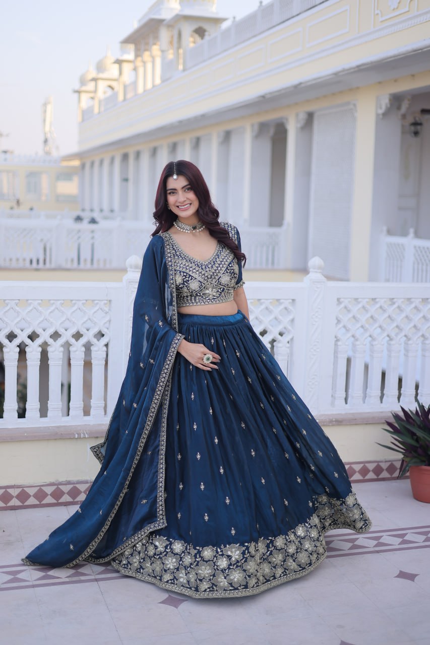 Premium Fendy Silk Pipe Beads & Zari Embroidered Ready-Made Lehenga Choli Set